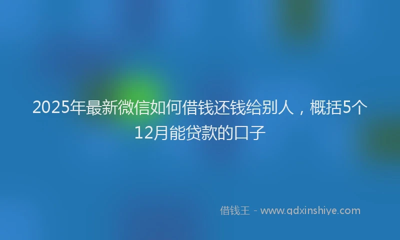 2025年最新微信如何借钱还钱给别人，概括5个12月能贷款的口子