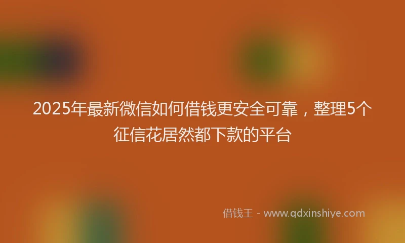 2025年最新微信如何借钱更安全可靠，整理5个征信花居然都下款的平台
