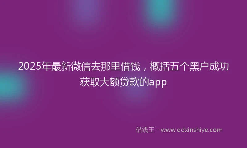 2025年最新微信去那里借钱，概括五个黑户成功获取大额贷款的app