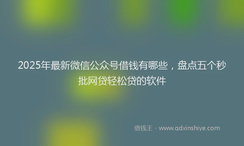 2025年最新微信公众号借钱有哪些，盘点五个秒批网贷轻松贷的软件