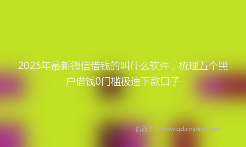 2025年最新微信借钱的叫什么软件，梳理五个黑户借钱0门槛极速下款口子