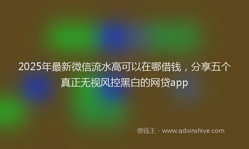 2025年最新微信流水高可以在哪借钱，分享五个真正无视风控黑白的网贷app