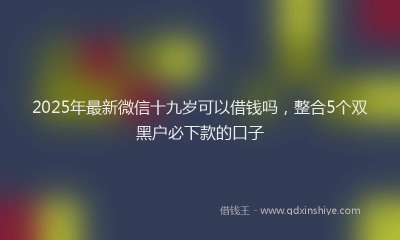 2025年最新微信十九岁可以借钱吗，整合5个双黑户必下款的口子