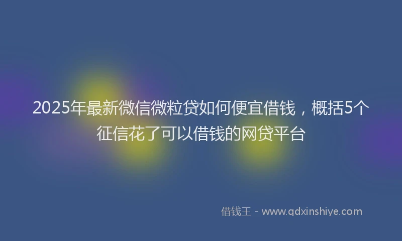 2025年最新微信微粒贷如何便宜借钱，概括5个征信花了可以借钱的网贷平台