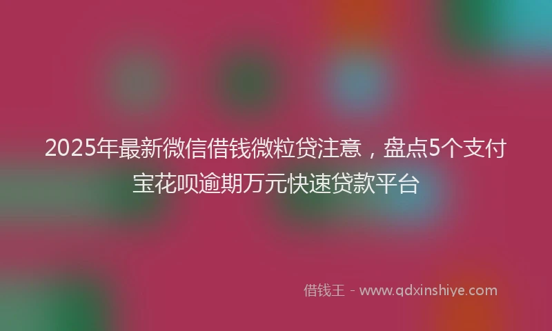 2025年最新微信借钱微粒贷注意，盘点5个支付宝花呗逾期万元快速贷款平台
