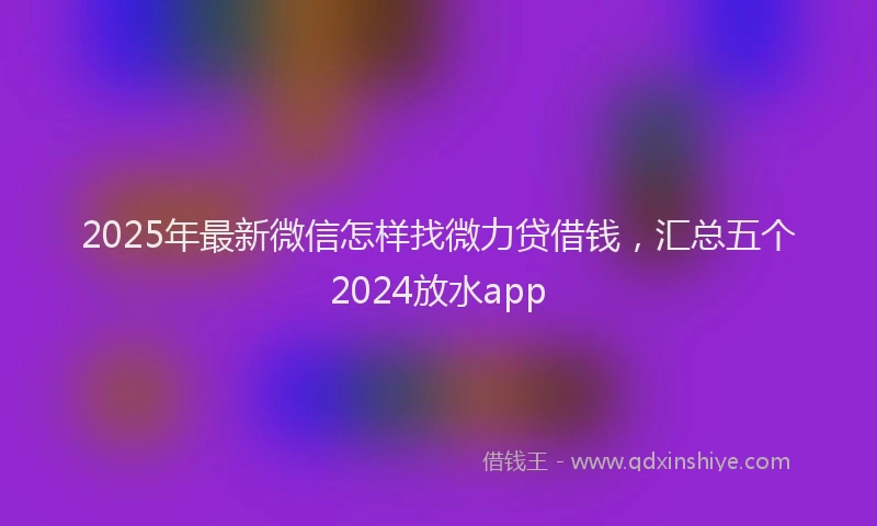2025年最新微信怎样找微力贷借钱，汇总五个2024放水app