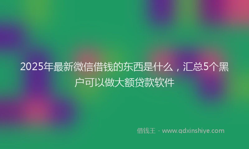 2025年最新微信借钱的东西是什么，汇总5个黑户可以做大额贷款软件
