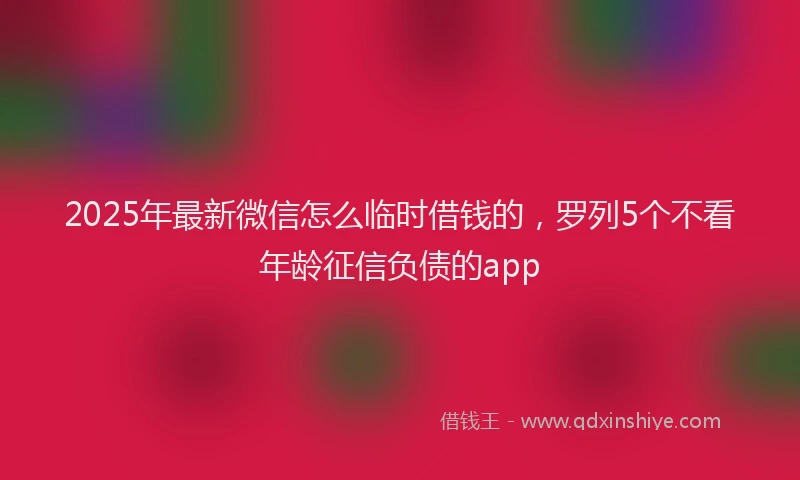 2025年最新微信怎么临时借钱的，罗列5个不看年龄征信负债的app