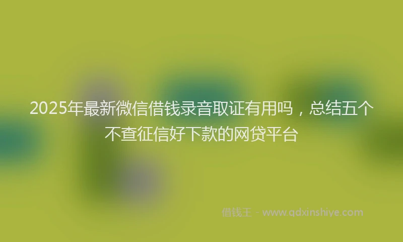 2025年最新微信借钱录音取证有用吗，总结五个不查征信好下款的网贷平台