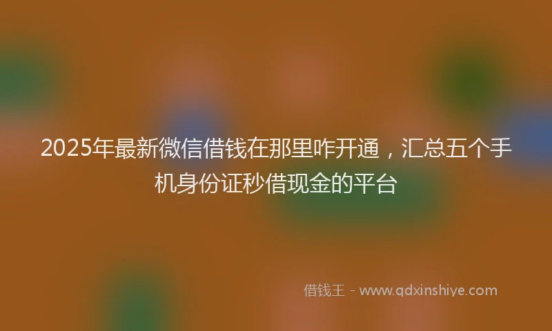 2025年最新微信借钱在那里咋开通，汇总五个手机身份证秒借现金的平台