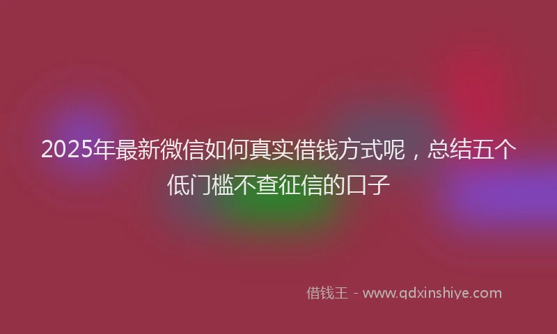 2025年最新微信如何真实借钱方式呢，总结五个低门槛不查征信的口子
