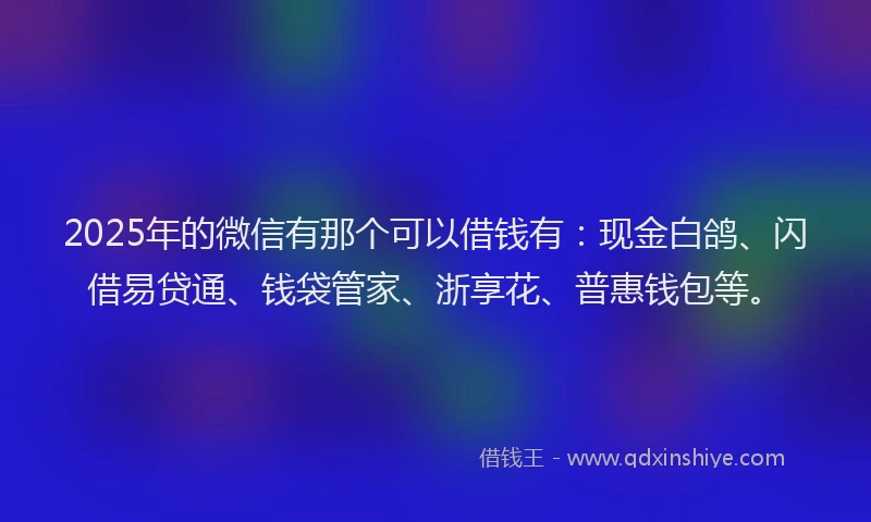 2025年的微信有那个可以借钱有：现金白鸽、闪借易贷通、钱袋管家、浙享花、普惠钱包等。