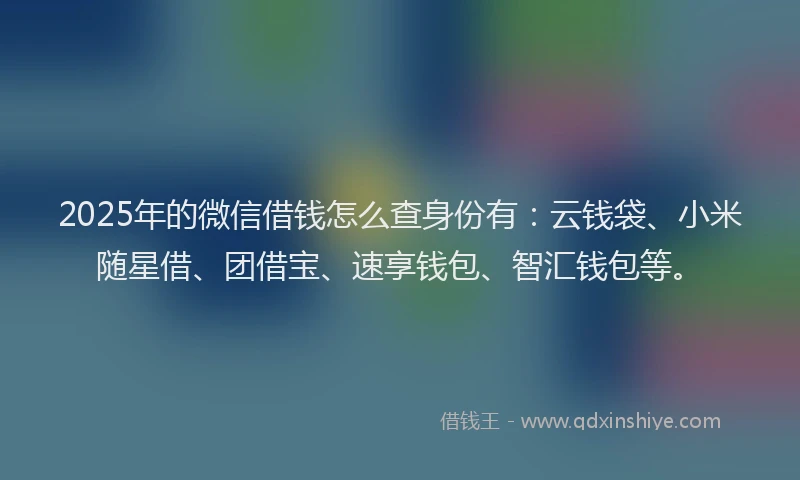 2025年的微信借钱怎么查身份有：云钱袋、小米随星借、团借宝、速享钱包、智汇钱包等。