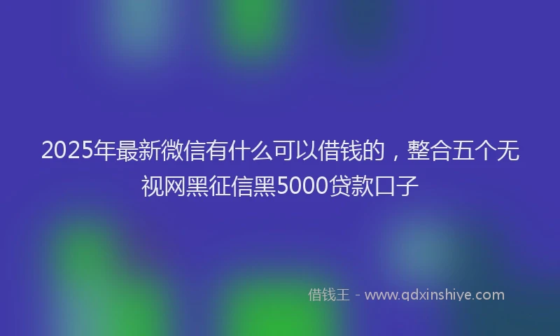 2025年最新微信有什么可以借钱的，整合五个无视网黑征信黑5000贷款口子