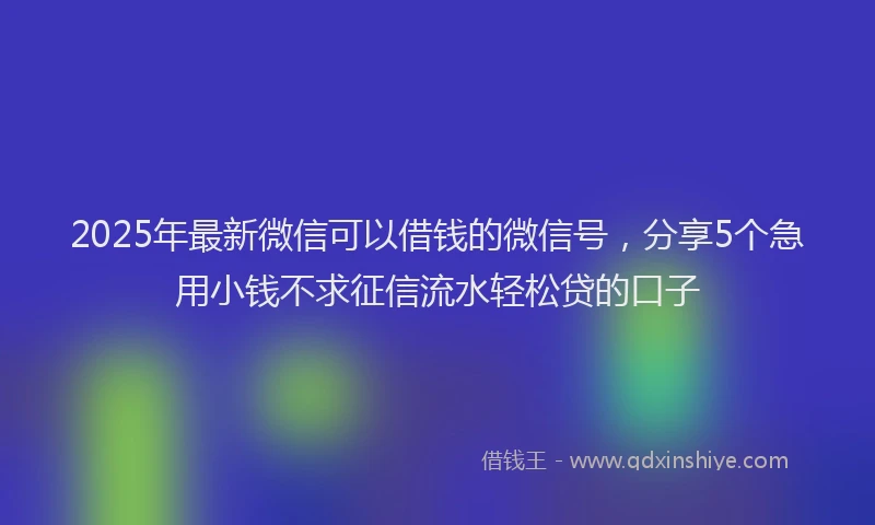 2025年最新微信可以借钱的微信号，分享5个急用小钱不求征信流水轻松贷的口子