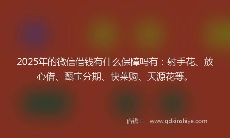 2025年的微信借钱有什么保障吗有：射手花、放心借、甄宝分期、快莱购、天源花等。