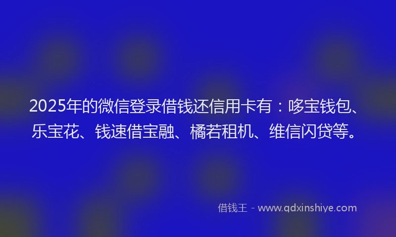 2025年的微信登录借钱还信用卡有：哆宝钱包、乐宝花、钱速借宝融、橘若租机、维信闪贷等。
