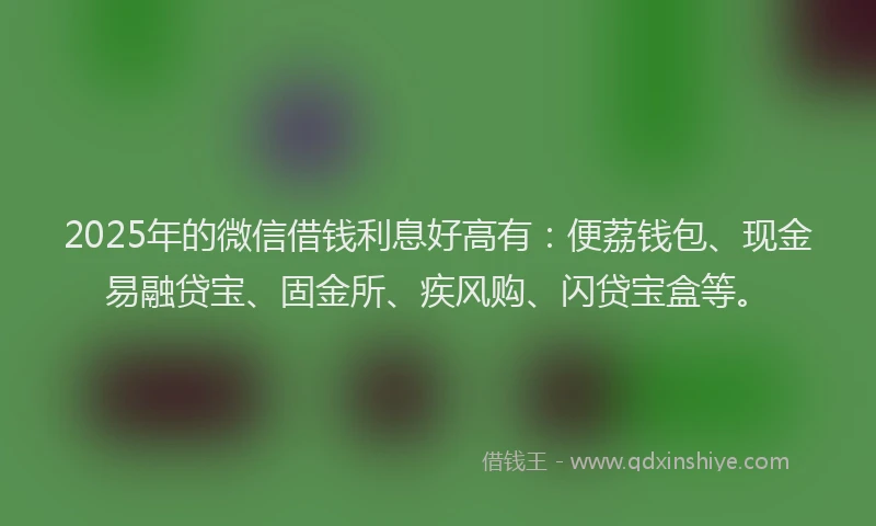 2025年的微信借钱利息好高有：便荔钱包、现金易融贷宝、固金所、疾风购、闪贷宝盒等。