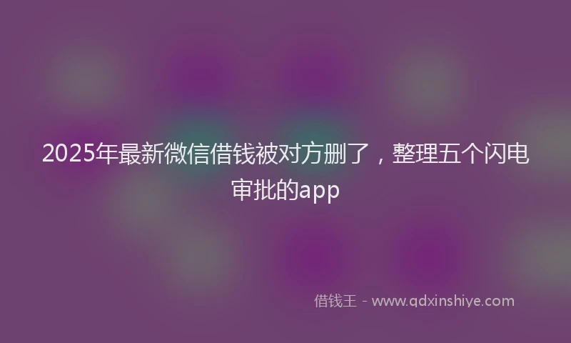 2025年最新微信借钱被对方删了，整理五个闪电审批的app