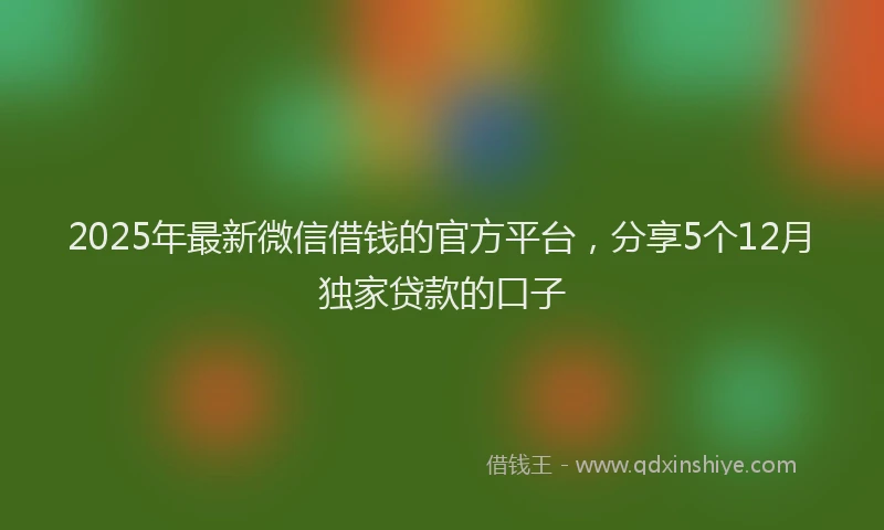 2025年最新微信借钱的官方平台，分享5个12月独家贷款的口子