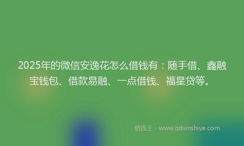 2025年的微信安逸花怎么借钱有：随手借、鑫融宝钱包、借款易融、一点借钱、福星贷等。