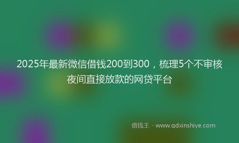 2025年最新微信借钱200到300，梳理5个不审核夜间直接放款的网贷平台
