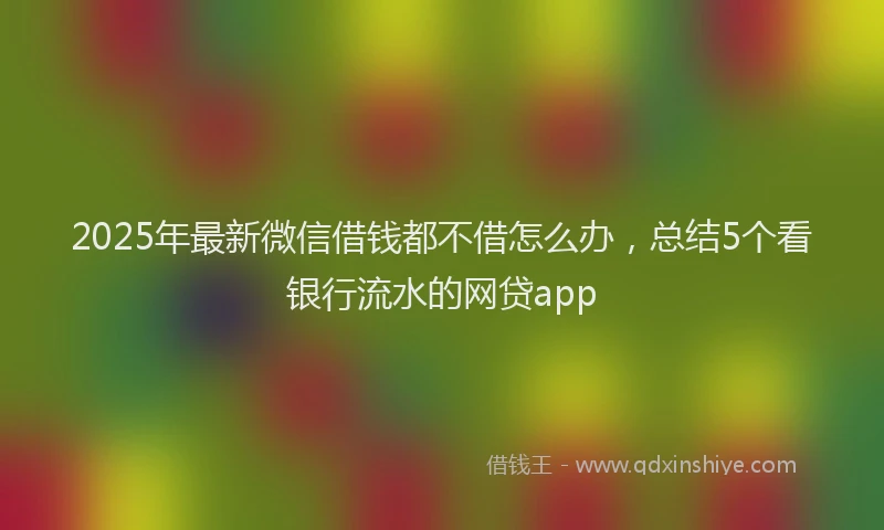 2025年最新微信借钱都不借怎么办，总结5个看银行流水的网贷app