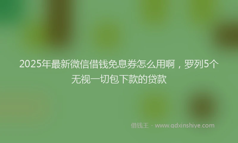 2025年最新微信借钱免息券怎么用啊，罗列5个无视一切包下款的贷款