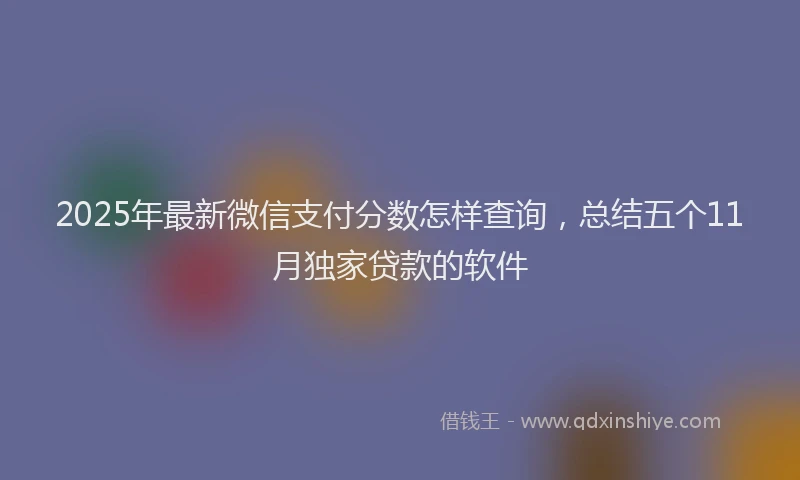 2025年最新微信支付分数怎样查询，总结五个11月独家贷款的软件
