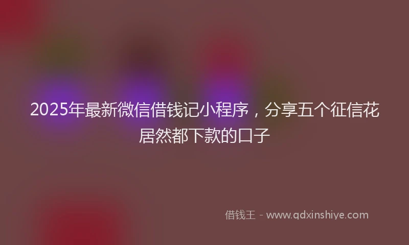 2025年最新微信借钱记小程序，分享五个征信花居然都下款的口子