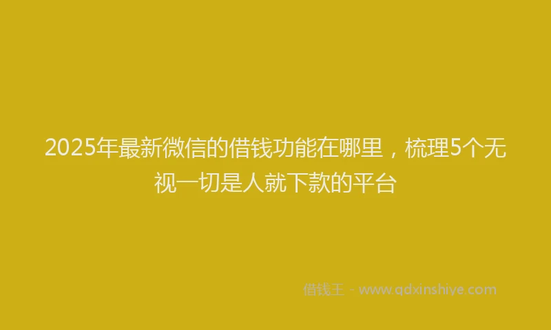 2025年最新微信的借钱功能在哪里，梳理5个无视一切是人就下款的平台