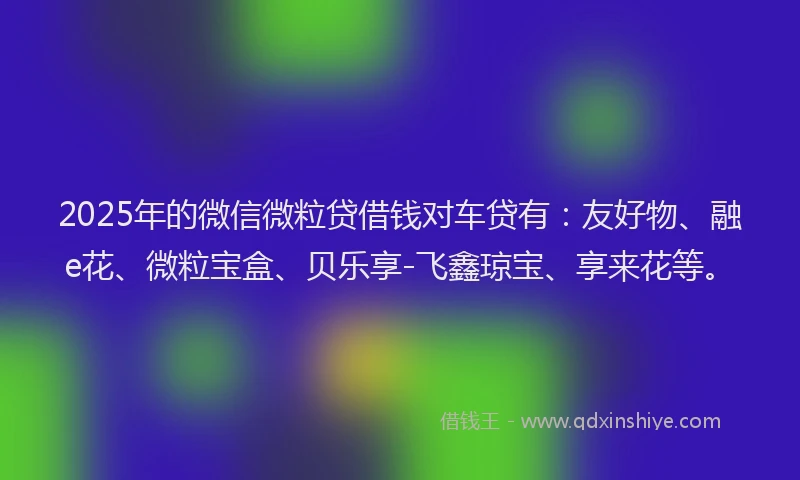 2025年的微信微粒贷借钱对车贷有：友好物、融e花、微粒宝盒、贝乐享-飞鑫琼宝、享来花等。