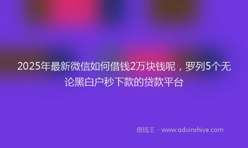 2025年最新微信如何借钱2万块钱呢，罗列5个无论黑白户秒下款的贷款平台