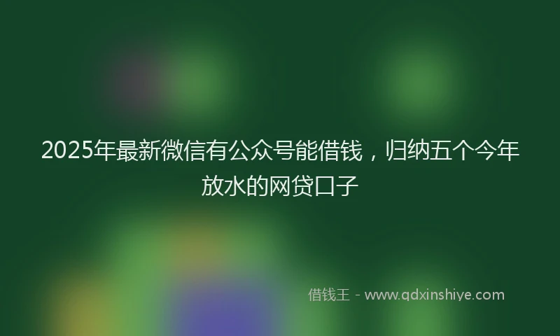 2025年最新微信有公众号能借钱，归纳五个今年放水的网贷口子