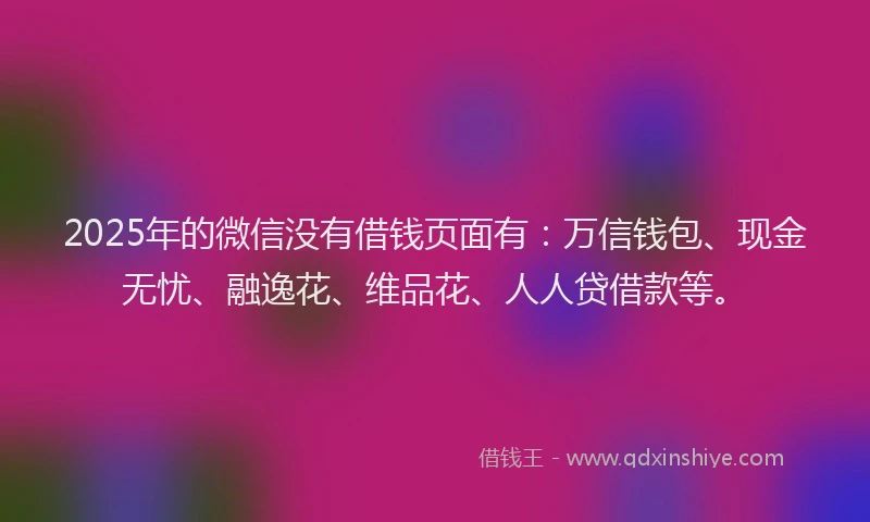 2025年的微信没有借钱页面有:万信钱包、现金无忧、融逸花、维品花、人人贷借款等。
