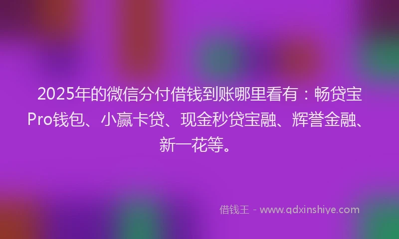 2025年的微信分付借钱到账哪里看有：畅贷宝Pro钱包、小赢卡贷、现金秒贷宝融、辉誉金融、新一花等。