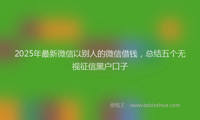 2025年最新微信以别人的微信借钱，总结五个无视征信黑户口子