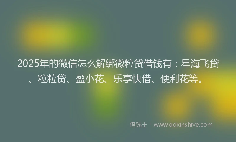 2025年的微信怎么解绑微粒贷借钱有：星海飞贷、粒粒贷、盈小花、乐享快借、便利花等。