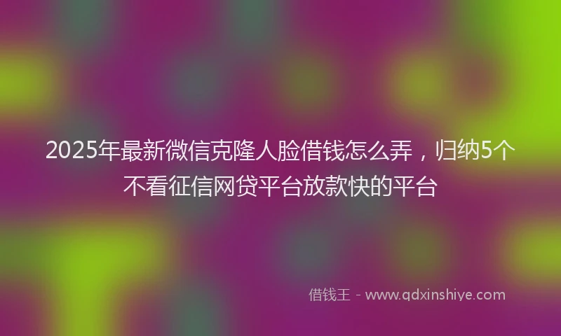 2025年最新微信克隆人脸借钱怎么弄，归纳5个不看征信网贷平台放款快的平台