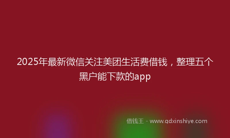 2025年最新微信关注美团生活费借钱，整理五个黑户能下款的app