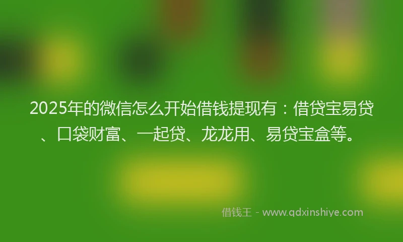 2025年的微信怎么开始借钱提现有：借贷宝易贷、口袋财富、一起贷、龙龙用、易贷宝盒等。