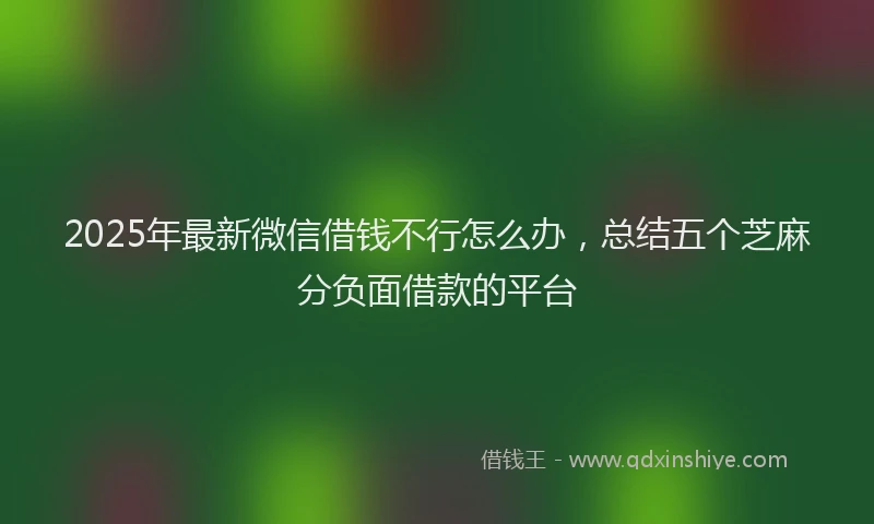 2025年最新微信借钱不行怎么办，总结五个芝麻分负面借款的平台