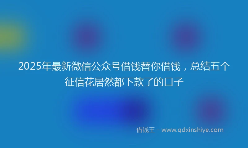 2025年最新微信公众号借钱替你借钱，总结五个征信花居然都下款了的口子