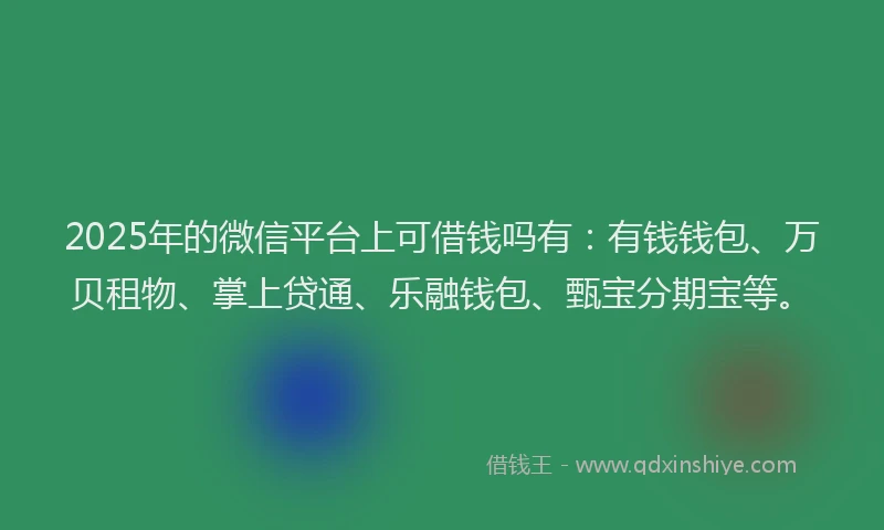 2025年的微信平台上可借钱吗有：有钱钱包、万贝租物、掌上贷通、乐融钱包、甄宝分期宝等。