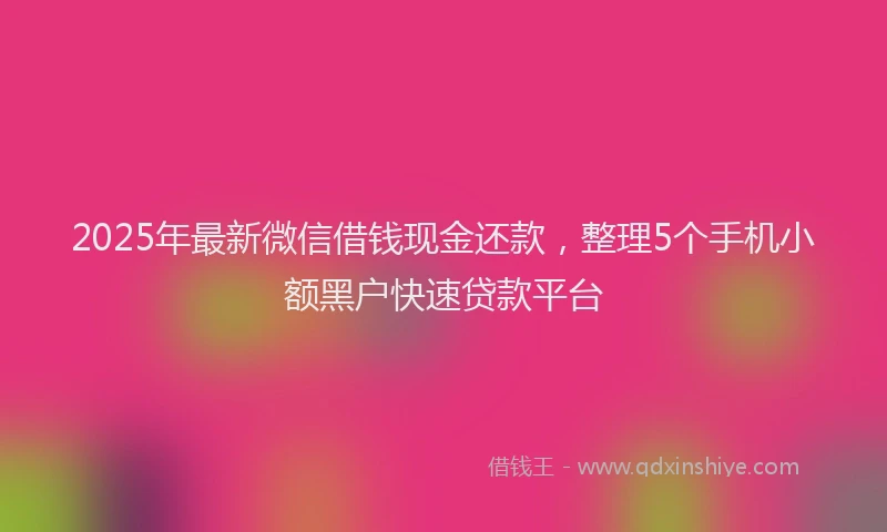 2025年最新微信借钱现金还款，整理5个手机小额黑户快速贷款平台