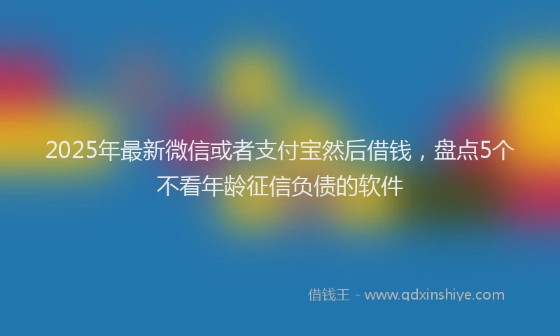 2025年最新微信或者支付宝然后借钱，盘点5个不看年龄征信负债的软件