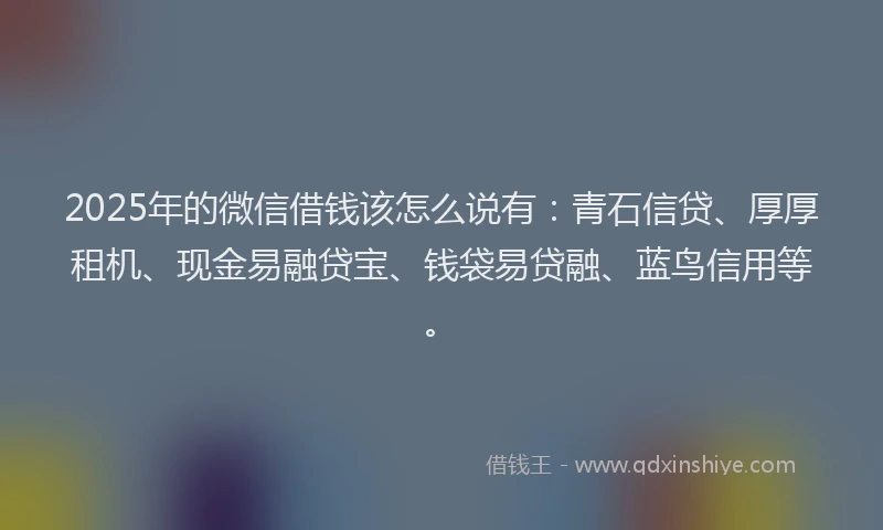 2025年的微信借钱该怎么说有：青石信贷、厚厚租机、现金易融贷宝、钱袋易贷融、蓝鸟信用等。