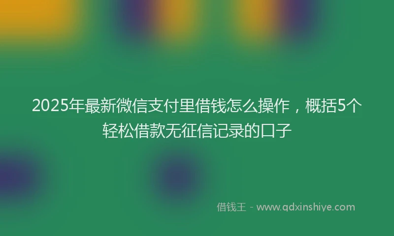 2025年最新微信支付里借钱怎么操作，概括5个轻松借款无征信记录的口子