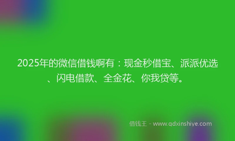 2025年的微信借钱啊有：现金秒借宝、派派优选、闪电借款、全金花、你我贷等。