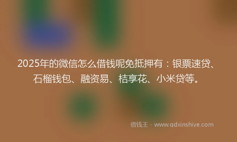 2025年的微信怎么借钱呢免抵押有：银票速贷、石榴钱包、融资易、桔享花、小米贷等。